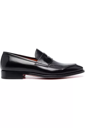 santoni Leather penny loafers
