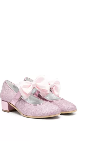 MONNALISA Girls Ballerinas - Glitter-detail 35mm block-heel ballerina shoes