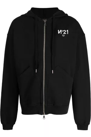 Nº21 Men Sweatshirts - Logo-print zipped cotton hoodie