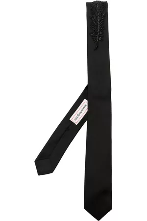 Alexander McQueen Men Bow Ties - Feather Jet sequinned necktie