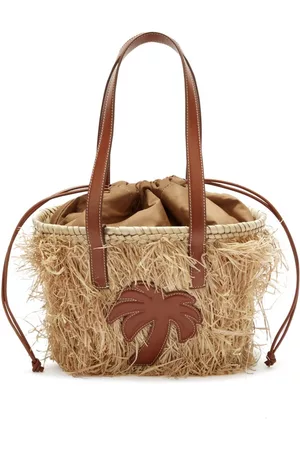 Palm Angels Women Handbags - Drawstring raffia basket bag