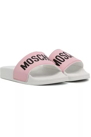 Moschino Girls Slippers - Logo-print slip-on slippers