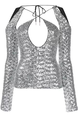 The Attico Zane sequinned cut-out top