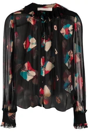 ULLA JOHNSON Abstract-print sheer blouse