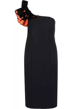 Pinko Women Midi Dresses - Ruffle-detail one-shoulder midi dress