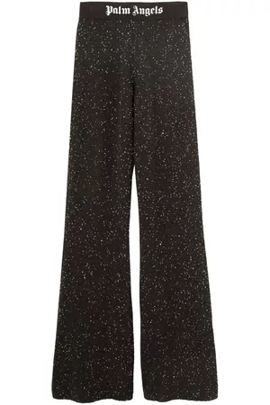 Palm Angels Logo-print knitted flared trousers
