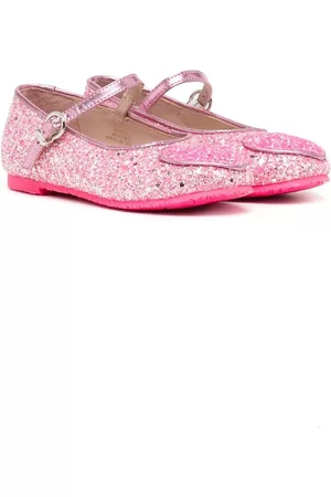 SOPHIA WEBSTER Girls Ballerinas - Heart-patch glittery ballerina shoes