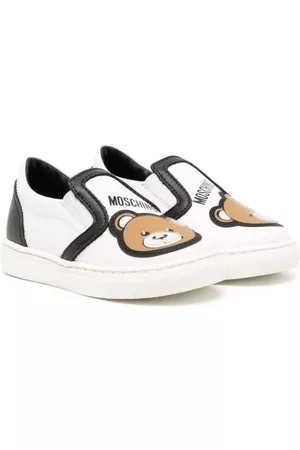 Moschino Boys Sneakers - Logo-print laceless leather sneakers