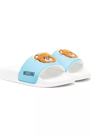 Moschino Girls Slippers - Teddy Bear-motif open-toe slippers