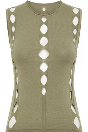 DION LEE Snake Diamond ribbed top