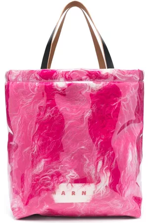 Marni Women Handbags - Faux-fur logo-print tote bag