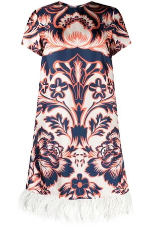 La DoubleJ Women Printed Dresses - Floral-print feather-trim minidress