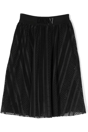 DKNY Logo-waistband pleated midi skirt