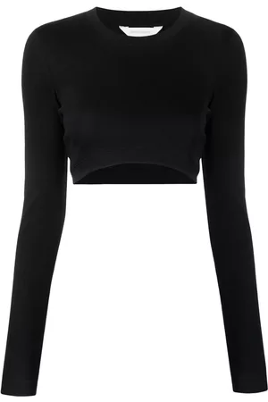 Palm Angels Fine-ribbed cropped long-sleeve top