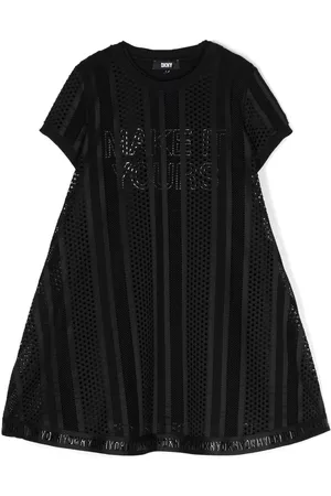 DKNY Slogan-print mesh minidress