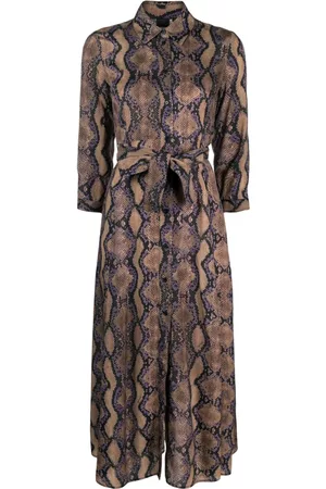 Pinko Women Printed Dresses - Snakeskin-print long-sleeve midi dress