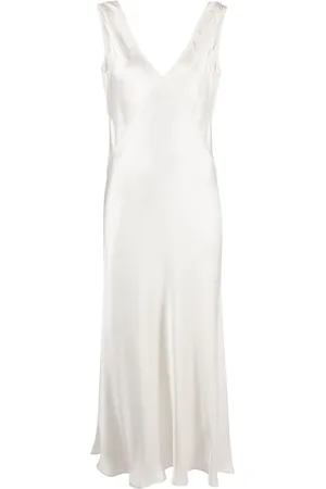 ASCENO Bordeaux silk slip dress