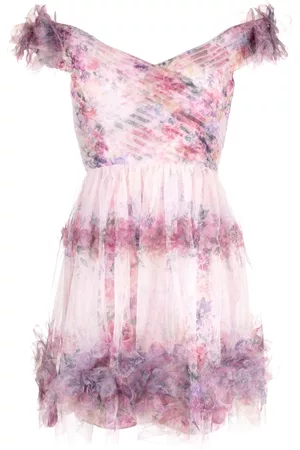 Marchesa Notte Women Party Dresses - Watercolour garland mini dress