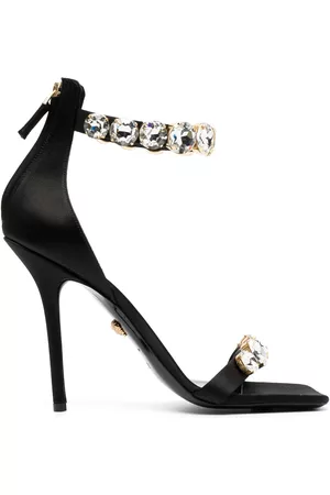 VERSACE 110mm crystal-embellished satin sandals