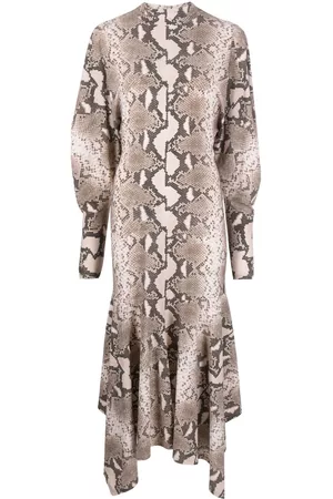 Stella McCartney Women Asymmetrical Dresses - Python-print asymmetric shirtdress