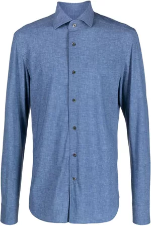 corneliani Men Long sleeves - Denim long-sleeved shirt