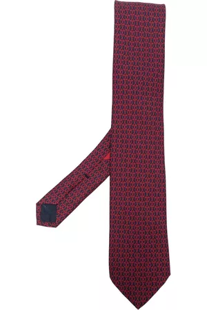 Salvatore Ferragamo Men Bow Ties - Geometric-print silk tie