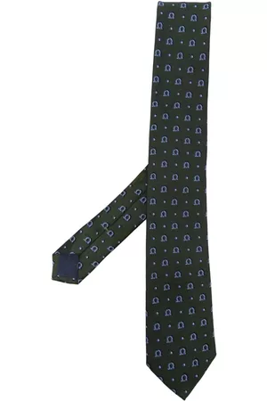 Salvatore Ferragamo Men Bow Ties - Logo-embroidered silk tie