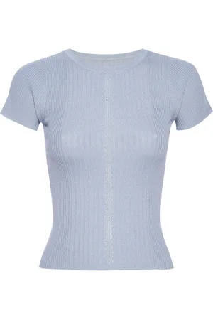 RTA Crew-neck ribbed-knit silk top