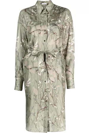 Brunello Cucinelli Women Casual Dresses - Ramage-print silk shirtdress