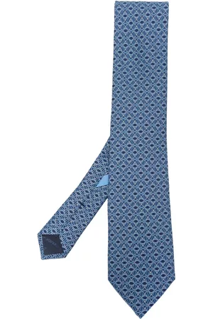 Salvatore Ferragamo Men Bow Ties - Logo-print silk tie