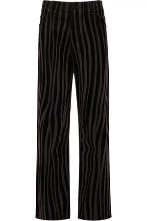RTA Striped straight-leg cropped trousers