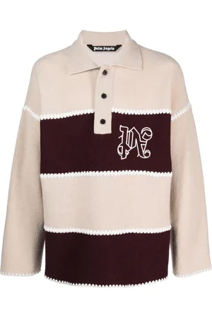 Palm Angels Embroidered-monogram knit polo shirt