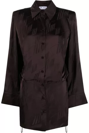 The Attico Logo-print satin shirtdress