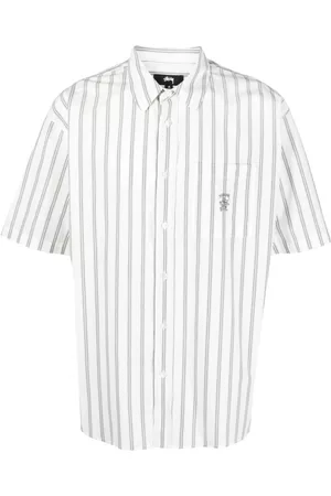 STUSSY Men Shirts - Logo-embroidered striped shirt