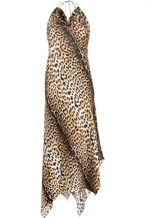 Roberto Cavalli Women Asymmetrical Dresses - Asymmetric-hem cowl-neck silk dress