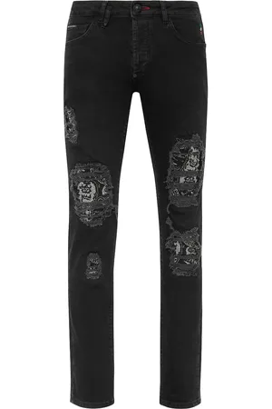 Philipp Plein Rhinestone-embellished low-rise skinny jeans