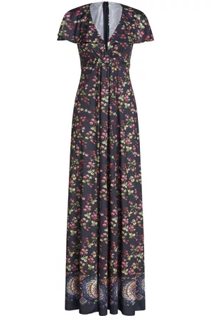 Etro Women Printed Dresses - Grape-print V-neck maxi dress