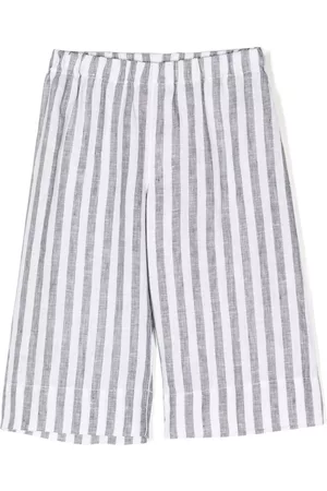 Il gufo Elasticated-waistband striped linen shorts