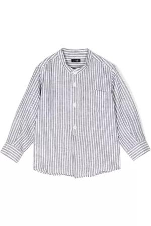 Il gufo Band-collar striped shirt