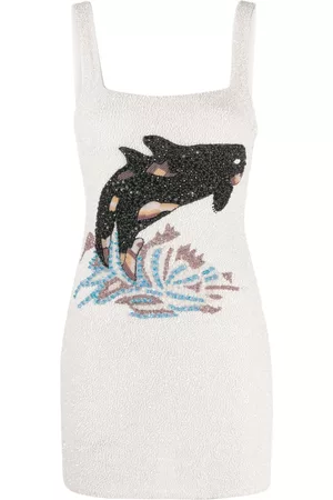 OCEANUS Women Party Dresses - Marina dolphin-motif beaded minidress