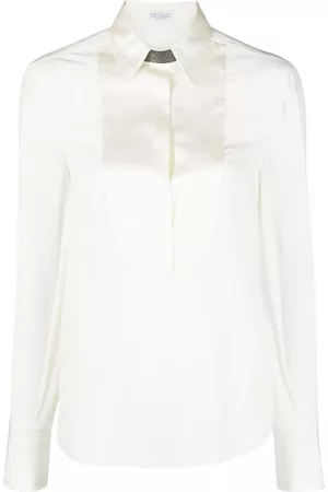 Brunello Cucinelli Monili-embellishment silk top