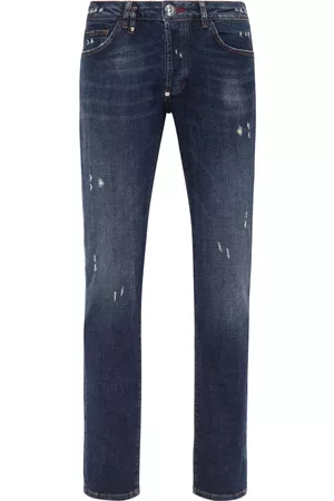 Philipp Plein Men Skinny - Distressed low-rise skinny jeans