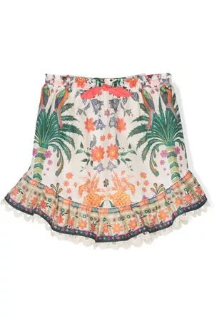 ZIMMERMANN Tropical-print cotton skirt
