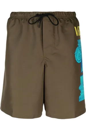 VERSACE Side logo-print swim shorts