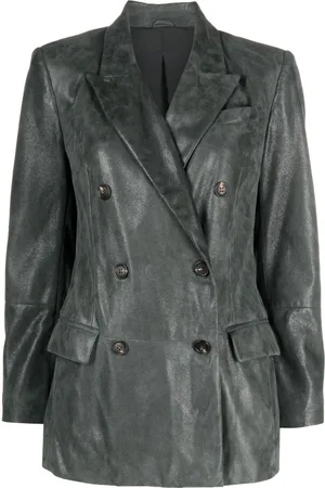 Brunello Cucinelli Leather double-breasted jacket