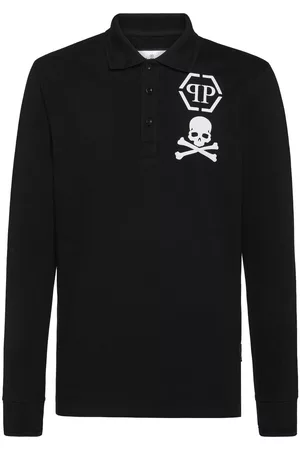 Philipp Plein Men Polo Shirts - Skull-print cotton polo shirt