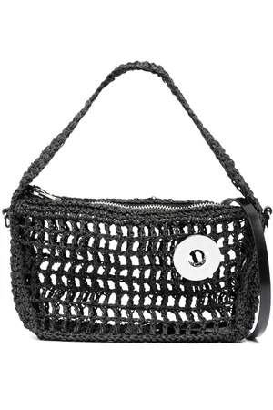 Bimba y Lola Women Shoulder Bags - Enamel-logo rafia shoulder bag