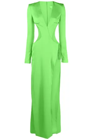 GENNY Crystal-embellished cut-out long dress