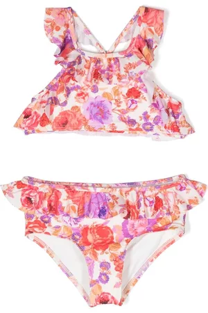ZIMMERMANN Leaf-print ruffled bikini