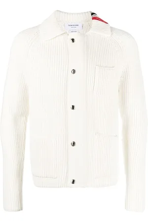 Thom Browne RWB-stripe ribbed-knit cardigan